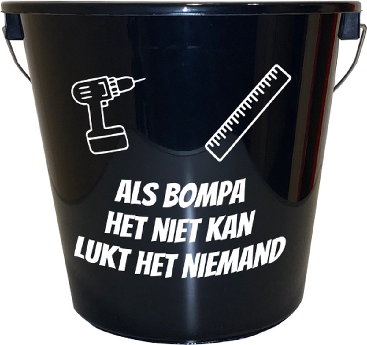 Goedkoopste Emmer - 5 liter - zwart - met tekst Als bompa het niet kan lukt het niemand – Cadeau – Geschenk – Gift – Kado – Surprise