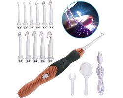 Haaknaald met licht - Ergonomische set met 9 verwisselbare punten - USB oplaadbaar