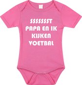Rompertjes baby - papa en ik kijken voetbal - baby kleding met tekst - kraamcadeau jongen - maat 92 roze