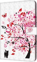 Samsung Galaxy tab A8 10.5 (2021) - hoesje book case cover - poes roze boom