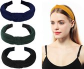 LIXIN 3 Stuks Dames Haarbanden - Haarband met knoop - Kleur 4 - Haarband volwassenen - Vrouwen - Dames - Tieners - Meiden - Dans - Yoga - Hardlopen - Sport - Haaraccessoires