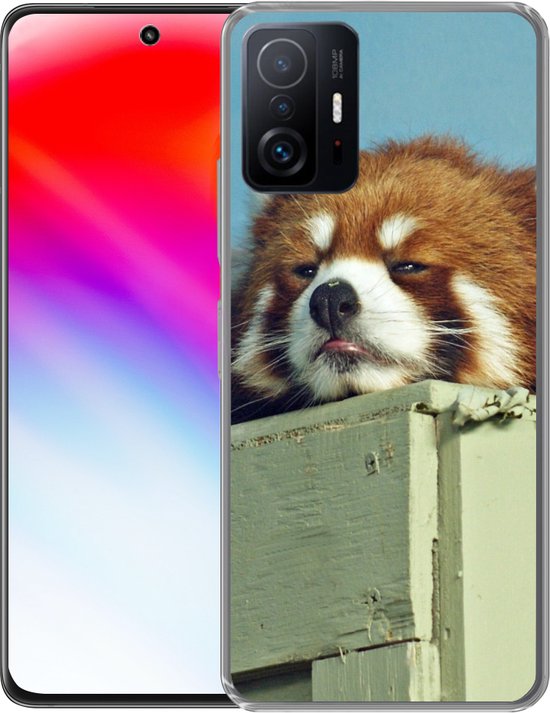 Coque Xiaomi 11T Pro - Panda - Bois - Rouge - Coque de téléphone en Siliconen