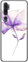 Geschikt voor Xiaomi Mi Note 10 hoesje - Bloemen - Waterverf - Paars - Siliconen Telefoonhoesje