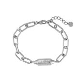 Schakel armband – roestvrij staal – met message bead met daarop de tekst 'La Vie En Rose' – 16 cm – Feel Good Store – Zilver