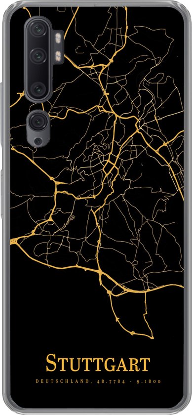 Coque Xiaomi Mi Note 10 - Stuttgart - Carte - Or - Coque de téléphone en Siliconen