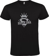 Zwart  T shirt met  print van "Super Oma " print Zilver size M
