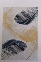 vloerkleed - veren patroon - zwart- goud - 160 x 230