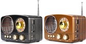 Bluetooth Draagbare Oplaadbare Retro Radio-AM FM AUX USB TF Kaart-Hout-Zwart of Bruin