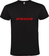 Zwart  T shirt met  print van "# FREEDOM " print Rood size S