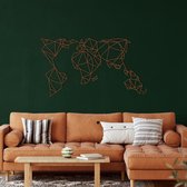 Wanddecoratie | Geometrische Wereldkaart / Geometric World Map  decor | Metal - Wall Art | Muurdecoratie | Woonkamer |Bruin| 101x58cm