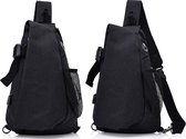 Crossbody Q-Bag! Slingbag met usb poort - Zwart - Moderne multifunctionele schoudertas