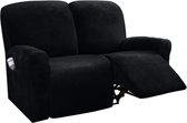Velvet Fauteuil Recliner hoes - Zwart - Hoes voor uw Relax stoel - Relax zetel - 2zits