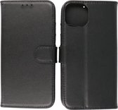 iPhone 13 Hoesje - Echt Lederen Wallet Case Telefoonhoesje - Zwart