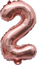 Folieballon / Cijferballon Rose Goud - getal 2 - 41cm