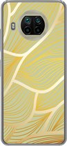 Geschikt voor Xiaomi Mi 10T Lite 5G hoesje - Gouden golven op een groene achtergrond - Siliconen Telefoonhoesje