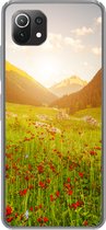 Geschikt voor Xiaomi 11T hoesje - Bloemen - Berg - Zon - Siliconen Telefoonhoesje