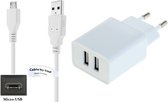 2.4A lader + 1,2m Micro USB kabel. Oplader adapter met 2 poorten robuust snoer geschikt voor o.a. Samsung Galaxy On7 Pro, On8, S3 Mini I8190, S i9000, S Plus i9001, S1, S2, S3 telefoon, S4 telefoon, S4 Mini, S5 Mini, S5 telefoon