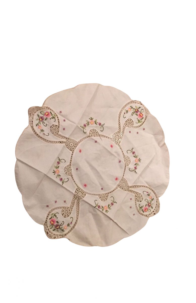 Siervolle Tafelkleed / Tafel Decoratie | Tafellaken / Versiering | Bloemen Print | 55x55 CM - Creme