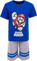 Kinderpyjama - Shortama - Super Mario - Blauw/Grijs - Maat 7 jaar (122 cm)