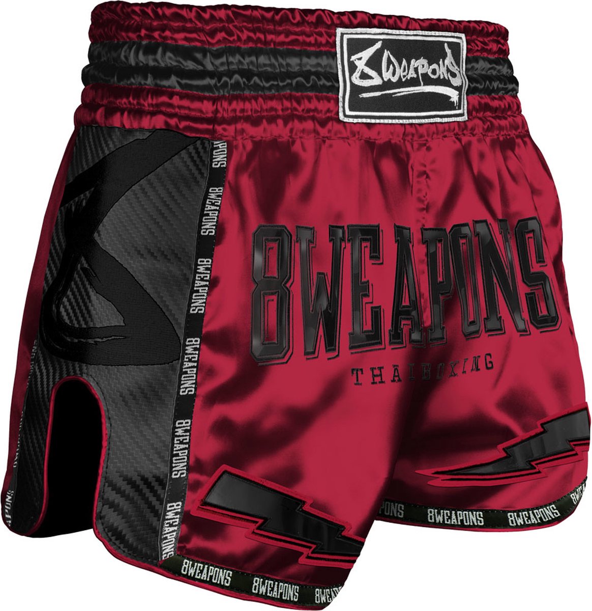 8 WEAPONS Muay Thai Short Carbon Red Dawn maat L