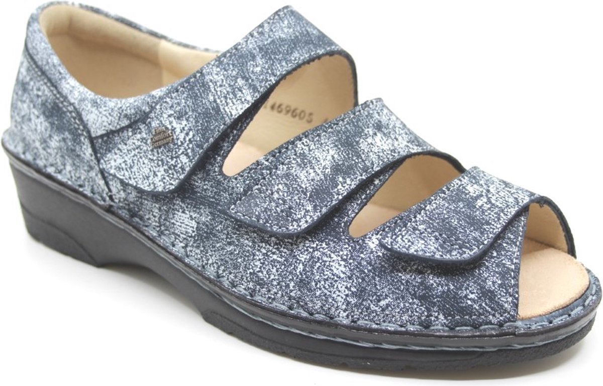 Finn Comfort, ISCHIA, 02106-730046, Blauw combi dames sandalen met dichte hiel