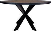 Zita Home - table à manger ronde - 120cm - noir - avec un pied matriciel épais