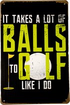 Golf balls - Sport - Metalen bord - Wandbord - Metalen borden - 20x30cm - UV bestendig - Wandborden - Metalen decoratie - Eco vriendelijk - Cadeau - Bar decoratie - Golf club - Cav