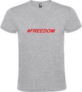 Grijs  T shirt met  print van "# FREEDOM " print Rood size M