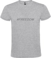 Grijs  T shirt met  print van "# FREEDOM " print Zilver size L
