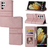 Samsung Galaxy S22 Ultra Telefoonhoesje | PU Leren Bookcase | Pasjeshouder | Tas | Roze