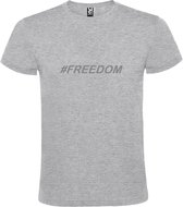 Grijs  T shirt met  print van "# FREEDOM " print Zilver size XL