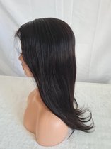 Braziliaanse remy pruik 20 inch (50,8cm) - natuurlijk zwart haren - Braziliaanse pruiken - real human hair - donkerbruine kleur 1b - echte menselijke haren - 4x4 lace closure pruik