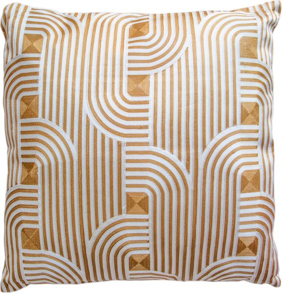 Luxe Sierkussen - Borduur - Colmore Cushion Gold - 50 x 50cm - naturel/goud - Inclusief binnenkussen