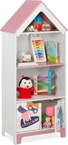 Relaxdays kinderkast - roze speelgoedkast - opbergkast speelgoed - smalle kinderboekenkast