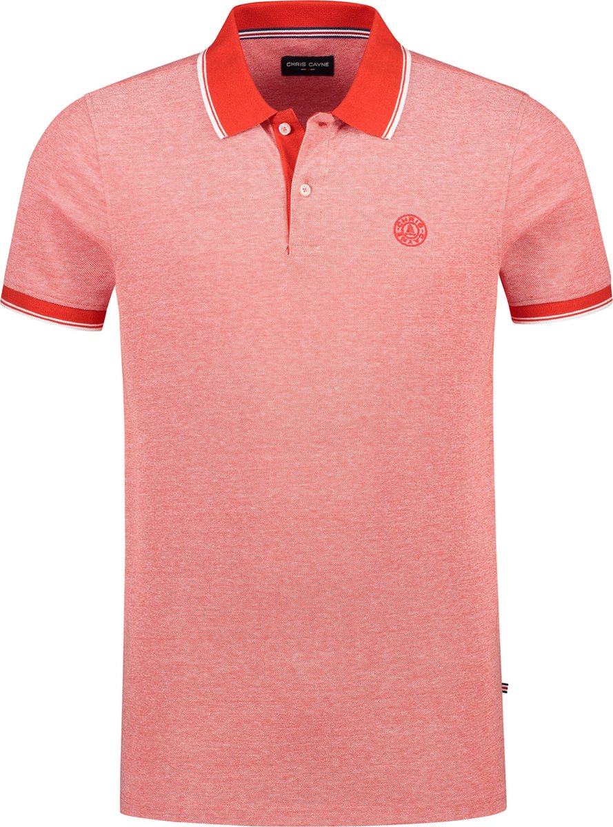 Chris Cayne - Polo - Heren - Polo Shirt - Rood/Wit - 2Tone - Maat L