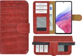 MoDo hoesje Geschikt voor Samsung Galaxy A53 5G - Leer Book Case - Croco rood