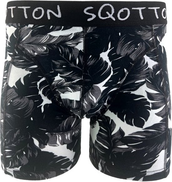 Caleçon - SQOTTON® - Jungle - Zwart/ Wit - Taille XXL