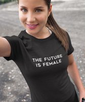 Moederdag T-shirt The Future Is Female | Zwart - Maat XS | Moederdag Cadeautje