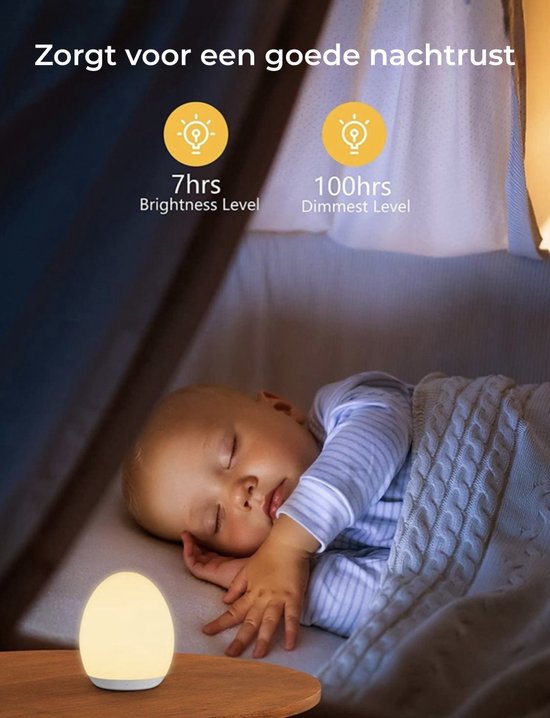 Oplaadbaar Nachtlampje Voor Kinderen - Warm Wit - Nachtlampje Baby - Dimbaar en Draadloos - Timer- en geheugenfunctie - USB Oplaadbaar Nachtlampje Volwassenen