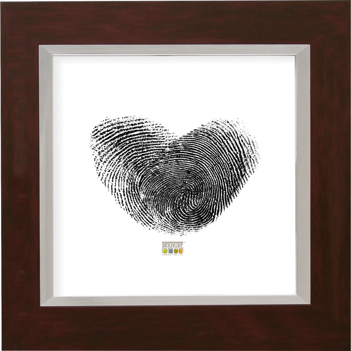 Deknudt Frames fotolijst S41NH4 - bruin met zilverbies - 50x50 cm