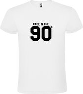 Wit T shirt met print van " Made in the 90's / gemaakt in de jaren 90 " print Zwart size XL