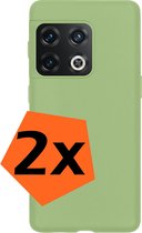 Hoesje Geschikt voor OnePlus 10 Pro Hoesje Siliconen Cover Case - Hoes Geschikt voor OnePlus 10 Pro Hoes Back Case - 2-PACK - Groen