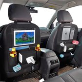 Case2go - Organisateur de voiture avec support pour tablette - Organisateur de siège auto avec support de téléphone et porte-gobelet de voiture - Zwart
