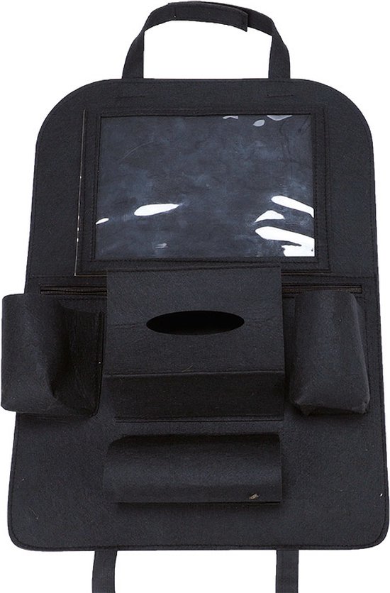 Case2go - Auto organizer met Tablet houder - Autostoel Organizer met telefoonhouder en bekerhouder auto - Zwart - Case2go