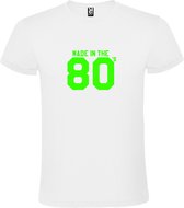 Wit T shirt met print van " Made in the 80's / gemaakt in de jaren 80 " print Neon Groen size XXXXXL