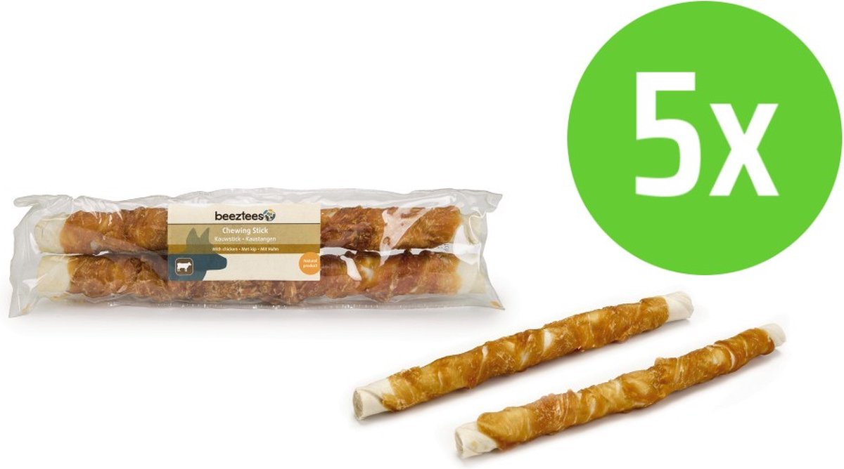 Beeztees Kauwstick Kip 25 cm 2 Stuks - hondensnack - 5 Verpakkingen