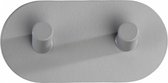 wandhaak dubbel zelfklevend 10 x 2,8 x 5 cm RVS grijs