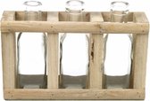 vaas Benita 23 x 6,5 x 16 cm hout/glas grijs