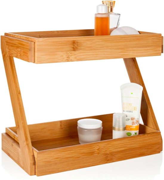 2 Laags Keuken Opbergrek – Staand rek 2 etages – Keukenrek – Bamboe Hout – Etagere rek – Kruidenrek – Keuken Organizer | Bureau organizer |…