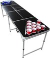 Afbeelding van het spelletje BeerCup Backspin Beer Pong tafelset hout Lines - Beerpong tafel 244 x 76 x 61 cm - 100 party bekers